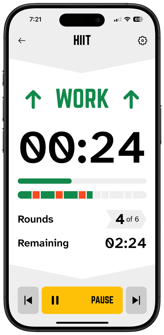 Kiras Timer app interface on iPhone